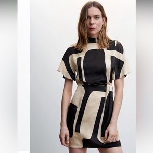 MANGO Printed Turtleneck Dress